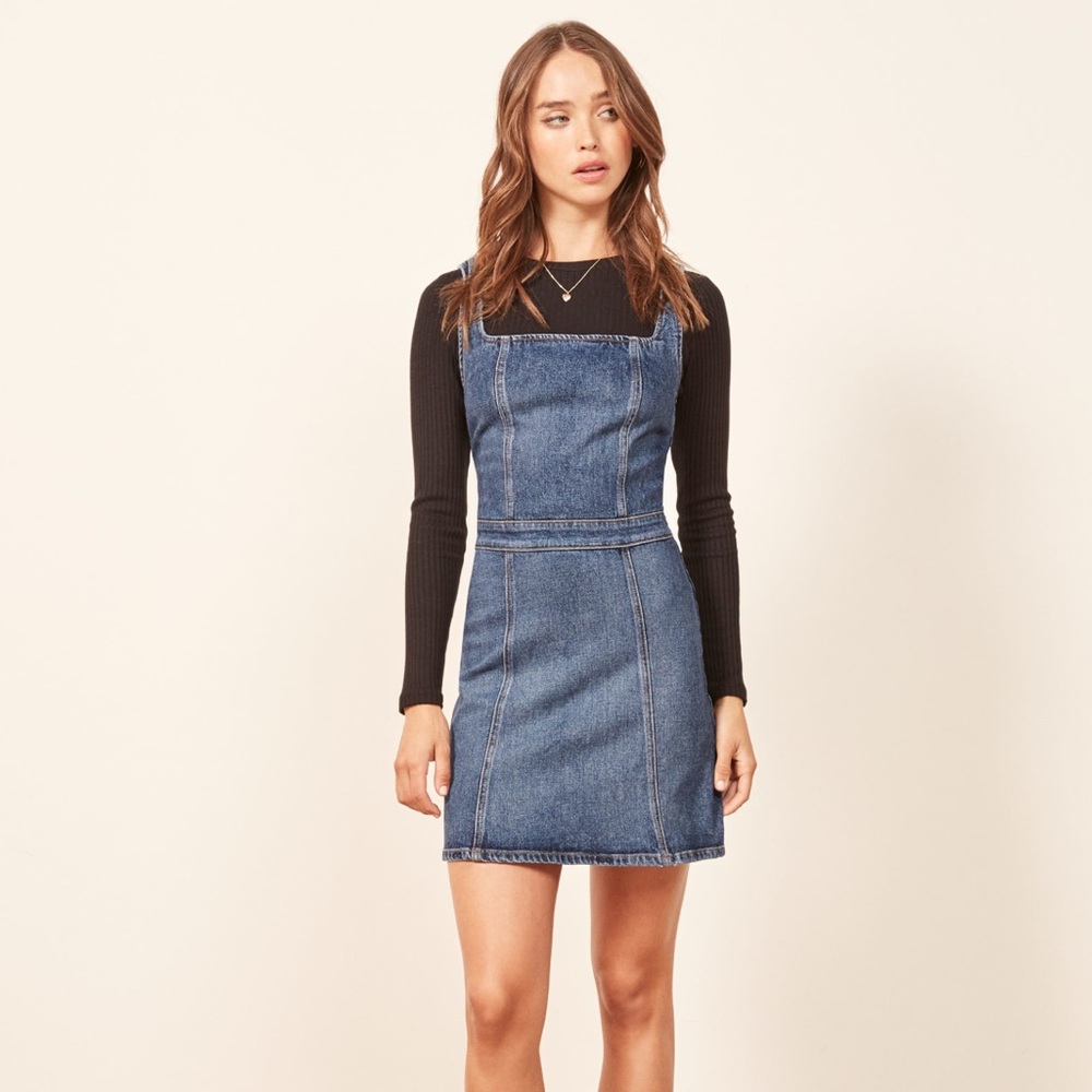 Reformation denim stretch mini dress
